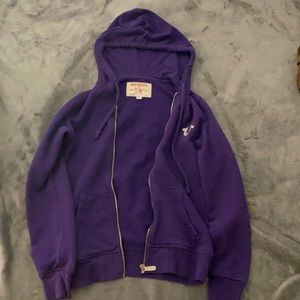 True Religion Zip Up Hoodie in Purple XS